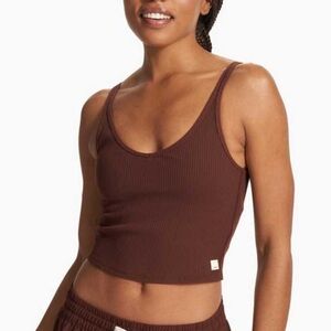 Vuori Ribbed Crop Tank - Brown